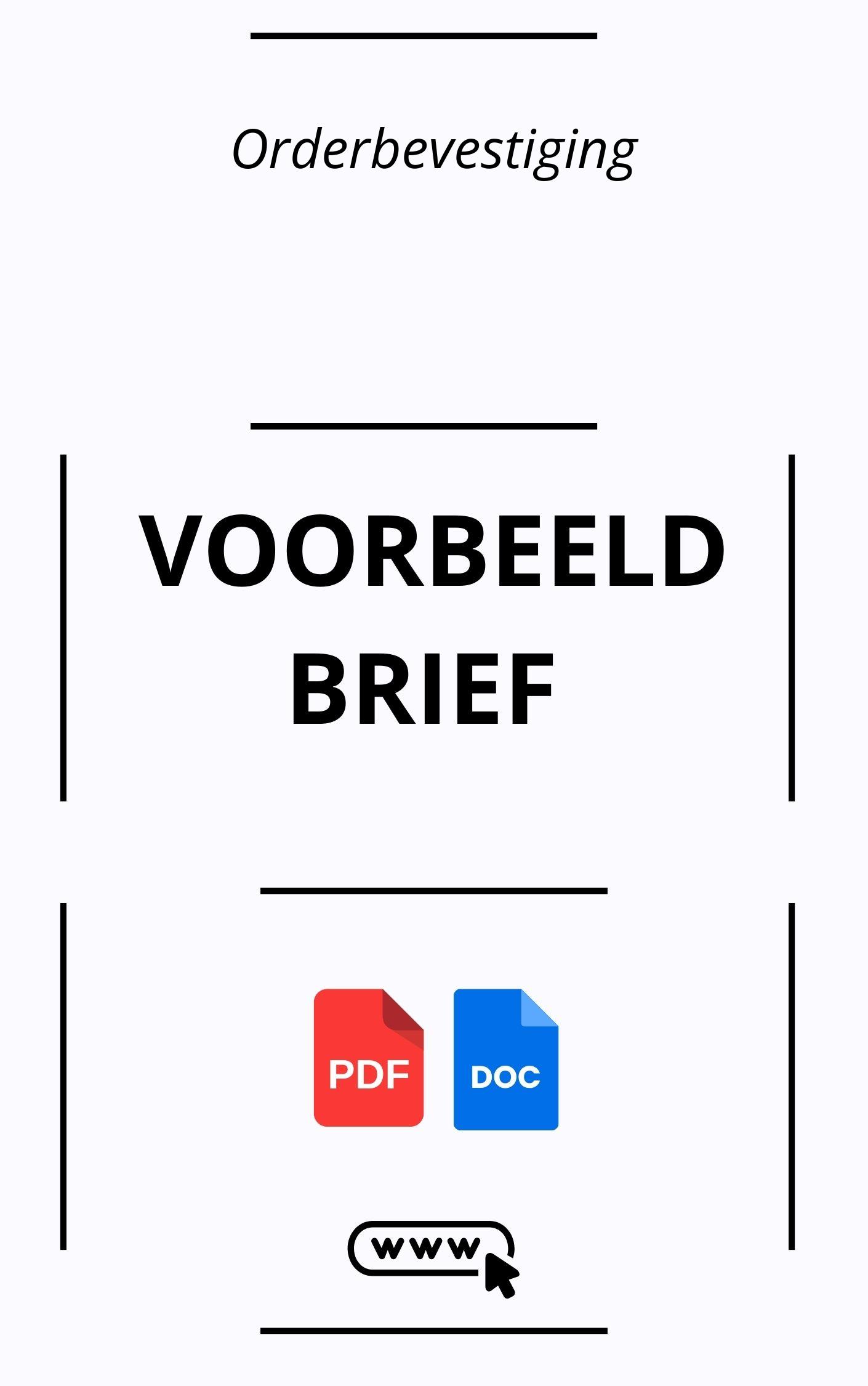 Orderbevestiging Voorbeeldbrief